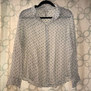 Midnight Sky Anchor Print Long Sleeve Button-up